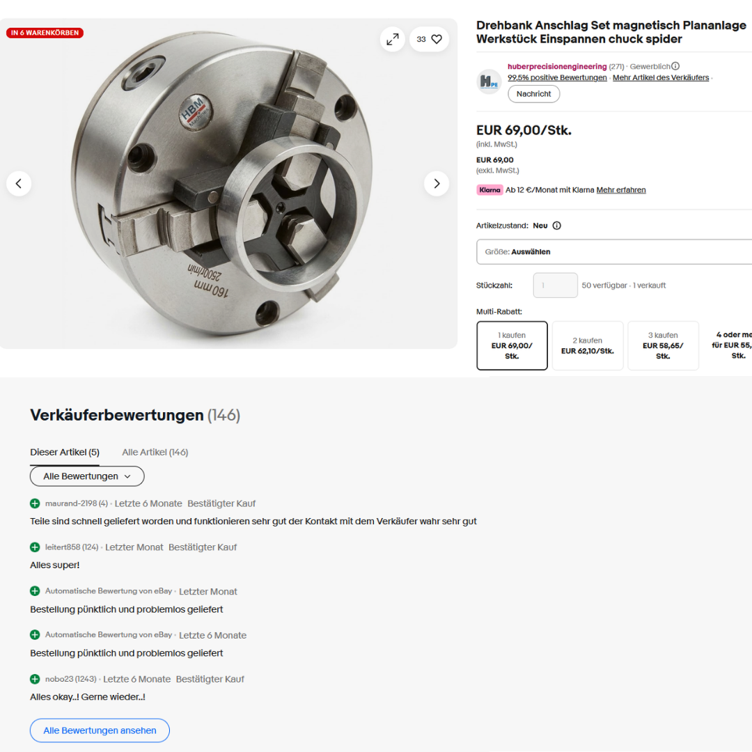 Magnetischer Plananschlag für Drehfutter – Set 10 / 15 / 20 / 25 mm