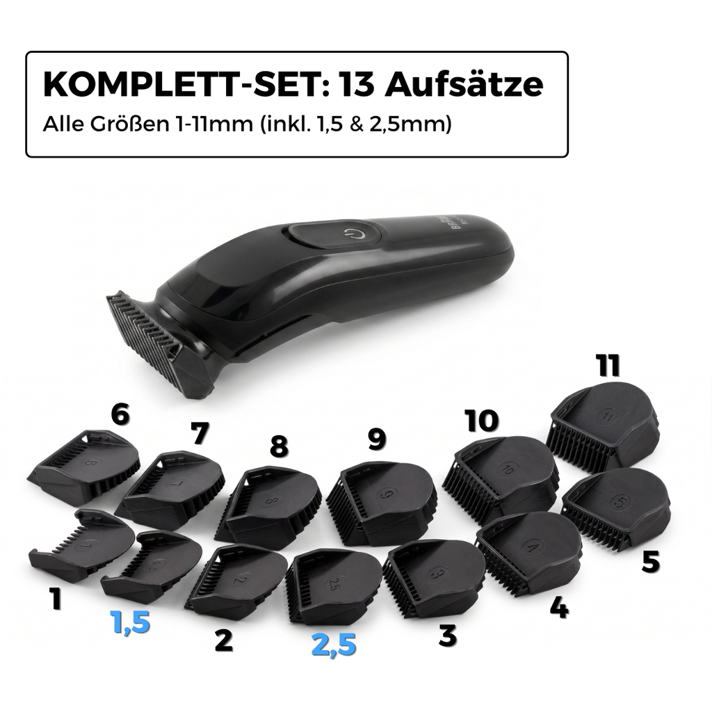Kammaufsatz 1-11mm für Braun Multigroom MGK3 MGK5 MGK7 BT Typ 5513 5544 17 Zähne